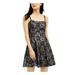 SPEECHLESS Womens Silver Lace Shimmering Spaghetti Strap Square Neck Short Fit + Flare Party Dress Size 9