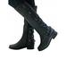 LUXUR Women's Side Zipper Military Knee High Riding Boots Low Flat Buckle Shoes Size