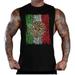 Men's Mexico Flag Black Deep Cut T-Shirt Tank Top Medium Black