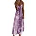 Plus Size Floral Print Nightgown for Women Casual Sling Long Maxi Dress Sexy V Neck Pajamas Sleep Dress Nightwear