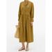 Women Long Shirt Dress Lantern Long Sleeve Party Pleated Casual Maxi Dress