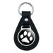 Paw Print Pet Dog Cat B&W Black Leather Keychain