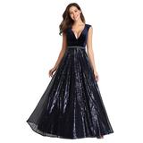 Ever-Pretty Womens Beaded Empire Waist Navy Blue Evening Prom Ball Gown for Women 07840 Navy Blue US12