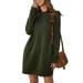 Winter Pocket Sweatshirt Dresses for Women Long Sleeve Casual Loose Shirt Dress Crew Neck Pullover Tops Tunic Blouse Ladies Fashion Short Dress