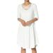 TheMogan Women's S~XL Strappy Scoop Neck 3/4 Sleeve Pocket Swing Comfy Tee Dress