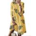 S-XXXXXL Women Plus Size Cotton Linen T Shirts Dresses Casual Baggy Boho Floral Swing Tunic Dress Ladies 3/4 Sleeve Party Holiday Midi Dress