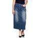 Women's Plus Size Mid Rise A-Line Long Jeans Maxi Denim Embroidered Skirt