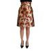 Gold Floral Jacquard High Waist Mini Skirt