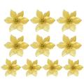 Winnereco 10pcs Xmas Flowers Decor Festival Wreath Glitter Hanging Pendant (Gold)