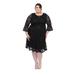 SLEEKTRENDS Womens Plus Size Sequin Lace Bell Sleeve Fit and Flare Party Dress - 20W, Black