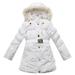 Richie House Girls' Padded Winter Jacket with Belt and Faux Fur Hood RH5870