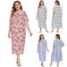 Womens Floral Plus Size Nightgown Short Sleeve Lace Square-neck Pajamas Nightshirt Sleepwear Night Dress Sleepshirt