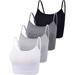 4 Pieces Basic Crop Tank Tops Sleeveless Racerback Crop Sport Cotton Top for Women (Black, White, Dark Grey, Light Grey, Large)