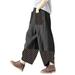 Sexy Dance Women Cotton Linen Pants Casual Loose Palazzo Pants Mid Waist Big Pocket Stitching Pants Trousers Black XXL(US 14-16)