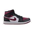 Air Jordan 1 Mid Men's Shoes Black-Noble Red-White Noir 554724-066