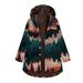 Tuscom Women Vintage Landscape Print Fleece Hooded Plus Size Long Sleeve Thick Coat