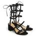 Schutz Malva Black Suede Thin Strappy Block Heel Tie Up Gladiator Sandals (8)