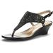 Dream Pairs Women Open Sandals Toe T-Strap Platform Dress Shoes Low Wedge Heel Sandals Aditi-New Black Size 9.5