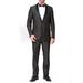 Adam Baker Men's 9-3402 Slim Fit One Button Satin Shawl Collar Tuxedo Suit - Charcoal - 34 Short