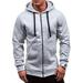 Solid Color Zip Up Jacket Fleece Hoodie for Men Long Sleeve Soft Sweatshirt Jacket Coats up to Size 3XL