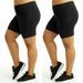 2 Womens Legging Shorts Plus Size Cotton Stretch Exercise Yoga Athletic Black XL