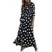 Sexy Dance Women Floral Button Down Collar Dresses Vintage Polka Dots Tie Belted Shirt Dress Ladies Maxi Dress