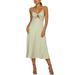 UKAP Strappy Cami Dress for Trendy Lady Sleeveless Bow Knot Front Sexy Sling Dress Womens V-Neck Backless Pockets Swing Dress Green L(US 8)