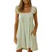 Summer Ruffle Mini Dresses for Women Casual Loose Cotton Linen Short Dress Ladies Fashion Boho Kaftan Beach Sundress