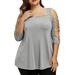 MAWCLOS Plus Size Short Sleeve Strappy Cold Shoulder T-Shirt for Women Lady Criss Cross Sequin Sleeve Tops Blouses