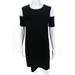 Pre-ownedDKNY Womens Short Sleeve Cold Shoulder Crew Neck Shift Dress Black Size 8