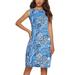 Womens Floral Print Sleeveless Midi Dress Summer Beach Casual Shift Dresses