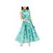 SUPERHOMUSE Elegant Womens A-Line Dress Floral Printed Ball Gown Ladies Party Cocktail Evening Long Sleeveless Dress Midi Dress