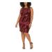 EMERALD SUNDAE Womens Maroon Sequined Velvet Sleeveless Jewel Neck Knee Length Sheath Party Dress Size 22