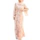 Women Floral Long Sleeve Muslim Dress Abaya Maxi Dress Arabic Robe Party Dresses