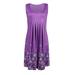 Tetyseysh Women Summer Sleeveless Boho Beach Sundress Floral Dress Plus Size