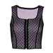 Puloru Women Wave Point Crop Top Sexy Sleeveless Purple Blouse Lace Vest Top