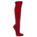 COUVER Toe, Sole & Heel Cushioned Adult/Youth Athletic Hockey, Softball, Volleyball, Lacrosse, Any Sports Knee High Socks, Dark RED, Large