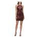 GUESS Womens Maroon Sequined Zippered Sleeveless Halter Short Body Con Party Dress Size 12