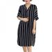 ZAVAREA 2021 Newest Plus Size Loose Striped Dress Women V Neck Fashion Short Sleeve Print Stripe Beach Cotton Dress