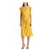 RALPH LAUREN Womens Yellow Floral Short Sleeve V Neck Below The Knee Fit + Flare Dress Size 6