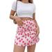 PersonalhomeD Mini Skirt Elegant Boho Skirts Womens High Waist Skirt Floral Satin Skirt Short Kawaii Skirts Womens Pink Skirt A Line