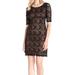 Connected Apparel NEW Black Nude Women 10 Lace Illusion Sheath Dress