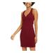 B DARLIN Womens Burgundy Zippered Sleeveless V Neck Short Sheath Cocktail Dress Size 15\16