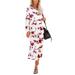 Avamo Ladies Boho Split Midi Dress Womens Holiday Party Crew Neck T Shirt Dress Girls Casual Long Sleeve Tie Dye Dress Floral Baggy A Line Dress