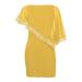 Besufy Plus Size Women Shoulder Dress,Round Neck Irregular Sequins Patchwork Slit Sleeve Pencil Mini Dress