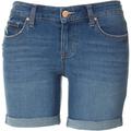 Vintage America Petite Midi Distressed Denim Shorts