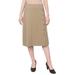 Women's Stretch Cotton Knit Faux Button Front Below the Knee A-Line Skirt