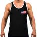 Men's Chest USA Flag Tee White Trim Black Tank Top Large Black