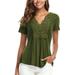 MISS MOLY Women's Peasant Tops Deep V Neck Shirts Peplum Tops Women Ruched Front Blouse Army Green XS