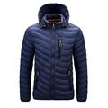 Men's Winter Down Jacket Alternative Puffer Coat Solid Color Zip Pocket Jacket Outerwear